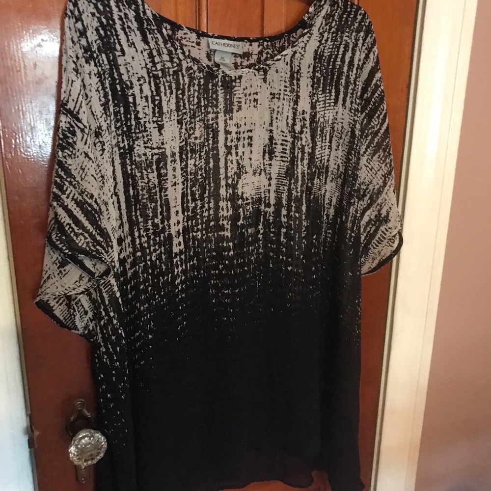 Black and white sheer top